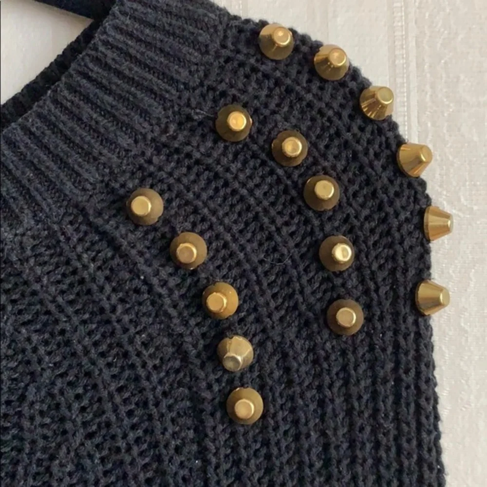 Express black sweater with gold‎ studs